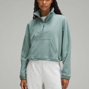 Lululemon Brushed soft stream ribbed half zip - Medium Forest